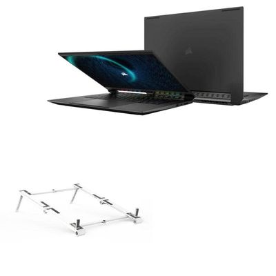 BoxWave Stand and Mount Compatible with Corsair Voyager a1600 - Pocket Aluminum Stand 3-in-1, Portable Multi Angle Viewing Riser - Metallic Silver