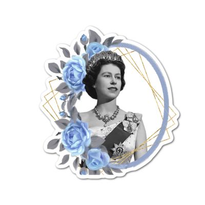 3.5" Queen Elizabeth Royalty Beauty Boho Laminated Sticker Lace Floral RIP England