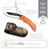 OUTDOOR EDGE RazorPro G Double Blade Hunting Knife  Replaceable Razor Sharp Skinning Blade & Gutting Knife for Fast Field Dressing, Non-Slip Black Handle, Black Sheath with 6 Extra Blades (Orange (30 Blades)) view 3