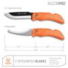 OUTDOOR EDGE RazorPro G Double Blade Hunting Knife  Replaceable Razor Sharp Skinning Blade & Gutting Knife for Fast Field Dressing, Non-Slip Black Handle, Black Sheath with 6 Extra Blades (Orange (30 Blades)) view 4