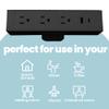 Fohfurniture 5-in-1 Fast Charging, Sliding Desk Clamp Power Strip with 3 AC Outlet Ports, 1 USB-A Port, and 1 USB-C Port and 6ft Cord (Black) view 2