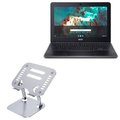 BoxWave Stand and Mount Compatible with Acer Chromebook 511 (C741LT) - Executive VersaView Laptop Stand, Ergonomic Adjustable Viewing Angle Metallic Riser - Metallic Silver