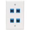 Pasotim Ethernet Wall Plate 4 Port Wall Plate Female-Female Compatible with for Cat7/6/6E/5/5E Ethernet Devices -Blue view 1