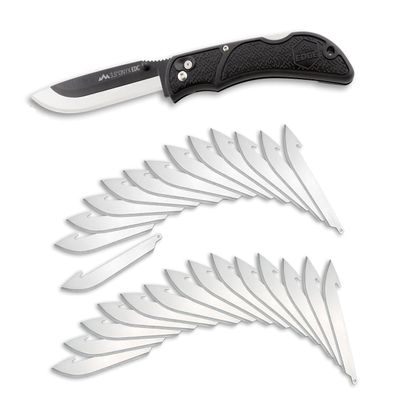 OUTDOOR EDGE Onyx EDC 3.5" Folding Pocket Knife Replaceable Blade System with 27 Razor-Sharp Blades, Pocket Clip & Lockback Safety - Everyday Carry Knife for Outdoorsmen, Hunters & DIY Tasks