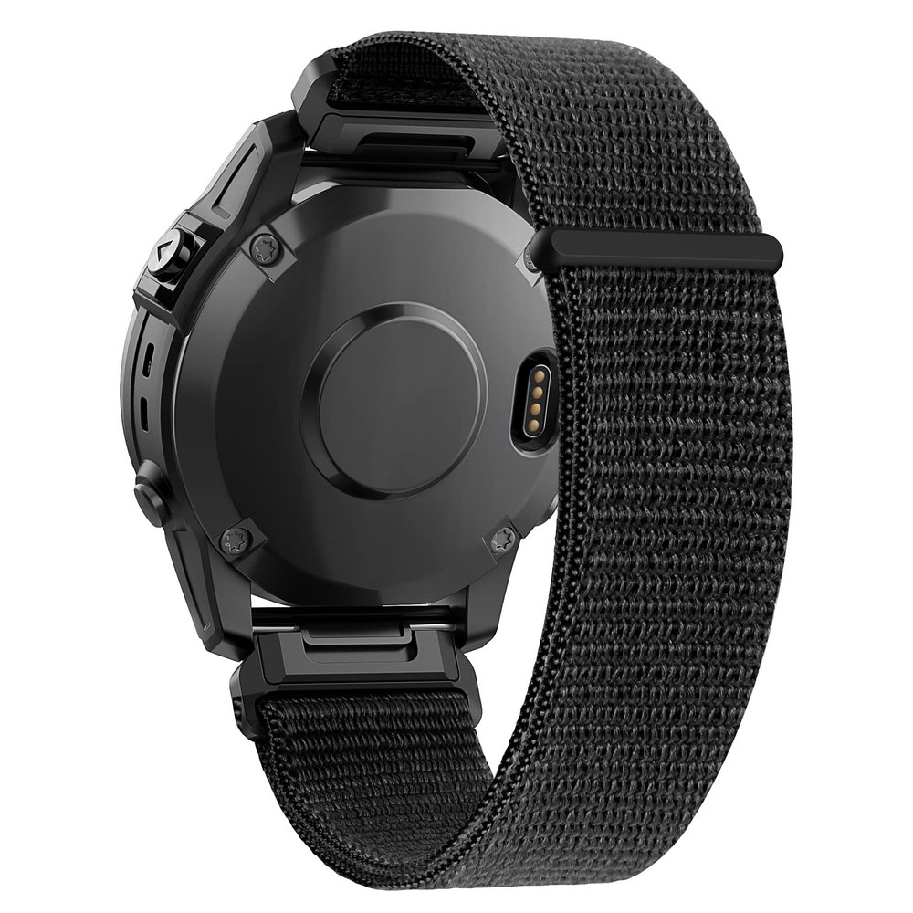 Compatible with Garmin Fenix 8/8 Pro 51mm/Fenix 7X/6X/6X Pro/5X/5X Plus, 26mm Nylon Hook Loop Quick Easy Fit Watch Band Breathable Strap Replacement for Garmin Descent MK1/D2 Delta PX/D2 Charlie,Black