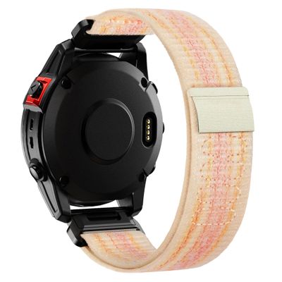 CUZOW Hook Loop Nylon Watch Band Compatible with Fenix 8/ 8 pro 47mm/ 7/ 6/ 6 pro/ 5 /5 Plus, Quickfit 22mm Rugged Bands for Forerunner 965/745/945/Epix Gen 2/Approach s62/Instinct, Pink