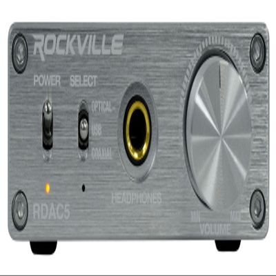 Rockville RDAC5S 24-Bit/192kHz DAC USB/Optical/RCA/Headphone Amp, Lossless Audio, Headphone Amplifier, Compact Black Design, for Audiophiles and Home Theater