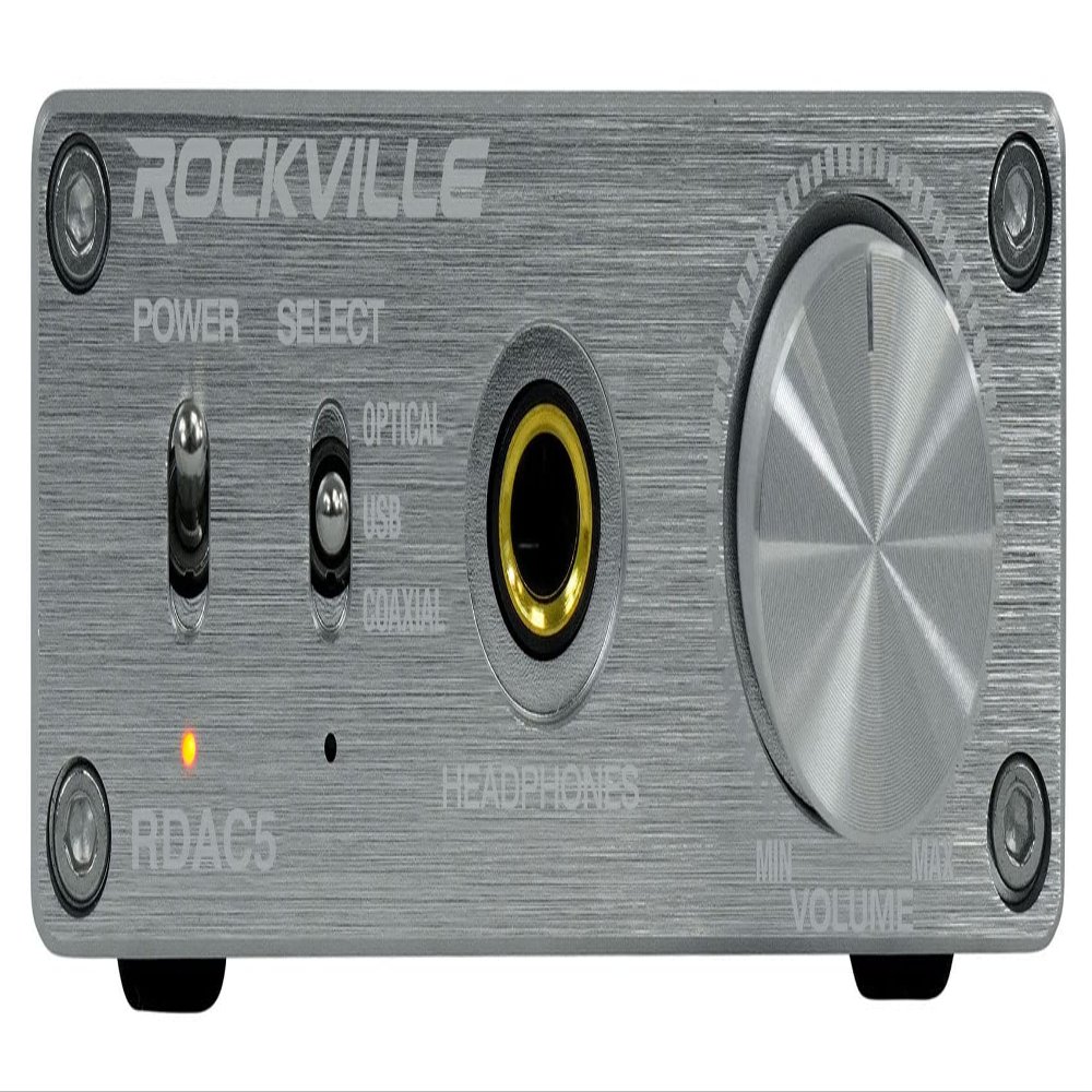 Rockville RDAC5S 24-Bit/192kHz DAC USB/Optical/RCA/Headphone Amp, Lossless Audio, Headphone Amplifier, Compact Black Design, for Audiophiles and Home Theater