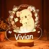VEELU Child Night Light Panda Personalized Name LED Bedside Lamp Christening Gift for Boy and Girl Birth Baby Room Decoration view 2