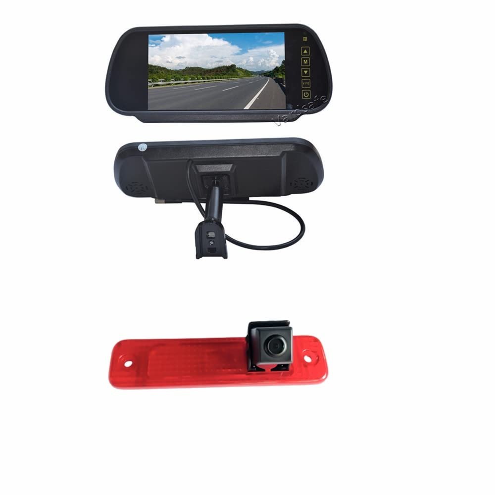 Vardsafe VS5397R 7 Inch Replacement Rear View Mirror Monitor Display & Brake Light Backup Reverse Camera Kit for Ford Transit (2006-2013)