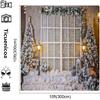 10x10ft Christmas Window Photography Backdrop Snow Christmas Tree Street Lamp Background Family Festival Decorations Photo Studio Props Xmas Holiday Photography Backdrops view 3