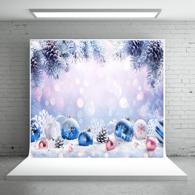 10X6.5ft White Christmas Snow Background Pine Leaves Glittering Snowflakes Christmas Wonderland Background for Xmas Party Wall Decoration Supplies Photo Booth
