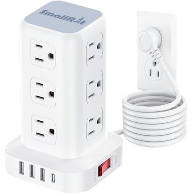 PD 20W USB C Surge Protector, Mini Power Strip Tower Travel 12 AC 4 USB Power Strip with USB Ports 6.5FT Overload Protection for Home Office