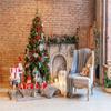 10x10ft Christmas Village Retro Red Brick Wall Background Red Ping an Fruit Christmas Tree Grey Sofa Christmas Backdrops New Year Party Banner Family Holiday Party Supplies view 2