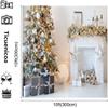 10x10ft White Brick Wall Christmas Fireplace Background Christmas Trees Xmas Gifts Backgrounds for Photography Family Party Photo Background New Year Party Decoration Backdrops view 3