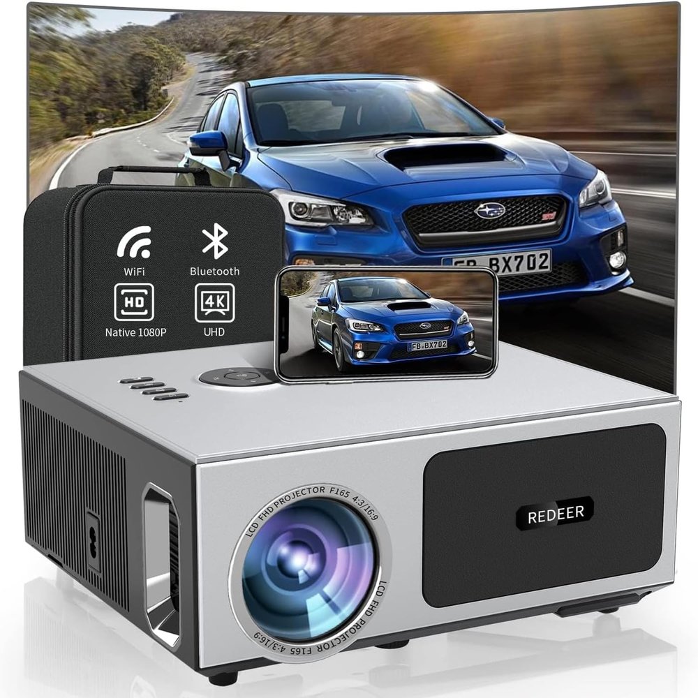 Full HD 4K Projector 1900 ANSI Home Movie Projector 4K with Wifi and Bluetooth,20 W Speakers,6D Keystone Correction,50% Zoom,PPT,Outdoor Projector 4K+ Compatible with TV Sticks,iOS,Android,Win,PS5,Usb