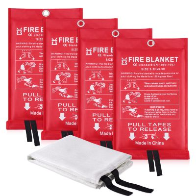 Fire Blanket for Home Emergency Survival Fiberglass Suspend Fire Flames Suspension Blankets for Home and Kitchen School Grill Garage House Warehouse Safety (4pcs-FireBlankets)