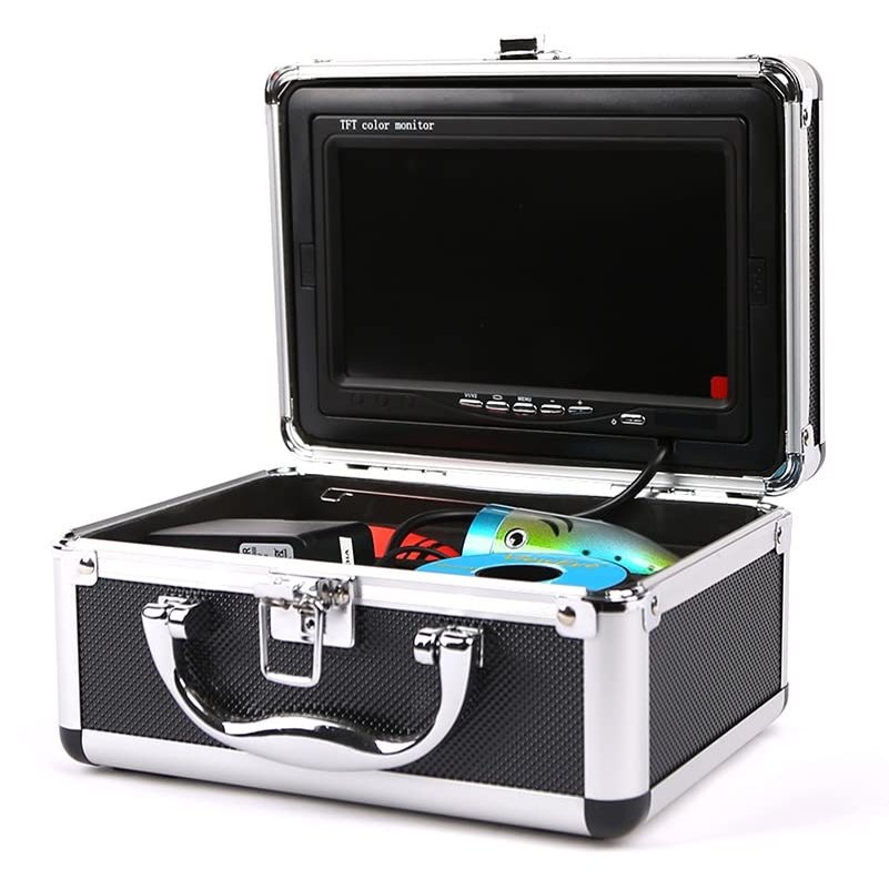 HINRYO Underwater Fishing Camera, Fish Finder with 1000tvl and 7" Color LCD Monitor, IP68 Waterproof Video Camera with 12ps White LEDs 15m Cable 4500mah Rechargeable Battery (Size : 50m Cable)
