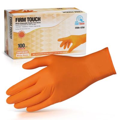 Glove Station Disposable Nitrile Gloves - 100-Count - Medical-Grade Non-Latex Gloves for Kitchen, Cleaning, and Cooking - Textured for Better Grip 5MM-XXL-Orange