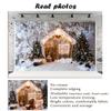 10x10ft Christmas Window Photography Backdrop Xmas Rustic Barn Vintage Wooden Background Outdoor Snow View Christmas Tree Christmas Photo Background view 4