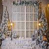 10X6.5ft Christmas Window Photography Backdrop Snow Christmas Tree Street Lamp Background Family Festival Decorations Photo Studio Props Xmas Holiday Photography Backdrops view 2