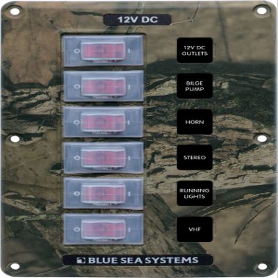 Blue Sea - 4325B-BSS - Panel H2O Res 6pos Camo - (Pack of 1)
