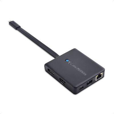 Cable Matters 7-in-1 USB C Hub with Triple Display (HDMI, DisplayPort, VGA), 2X USB 3.0, Gigabit Ethernet, 100W Charging - Thunderbolt 4 /USB4 Compatible with MacBook Pro, Dell XPS, Surface Pro