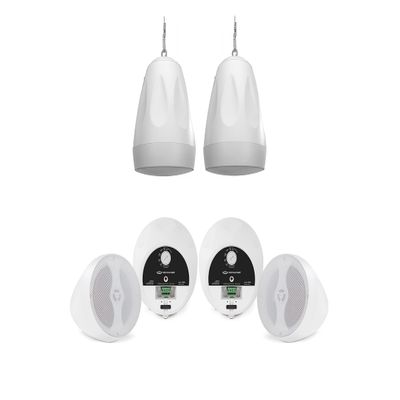 Pure Resonance Audio PD6W 6.5" Weather-Resistant Pendant Speakers (6 Speakers, White)