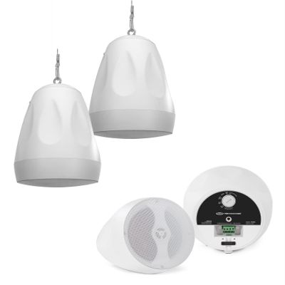 Pure Resonance Audio PD6W 6.5" Weather-Resistant Pendant Speakers (4 Speakers, White)