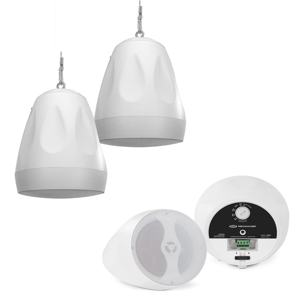 Pure Resonance Audio PD6W 6.5" Weather-Resistant Pendant Speakers (4 Speakers, White)
