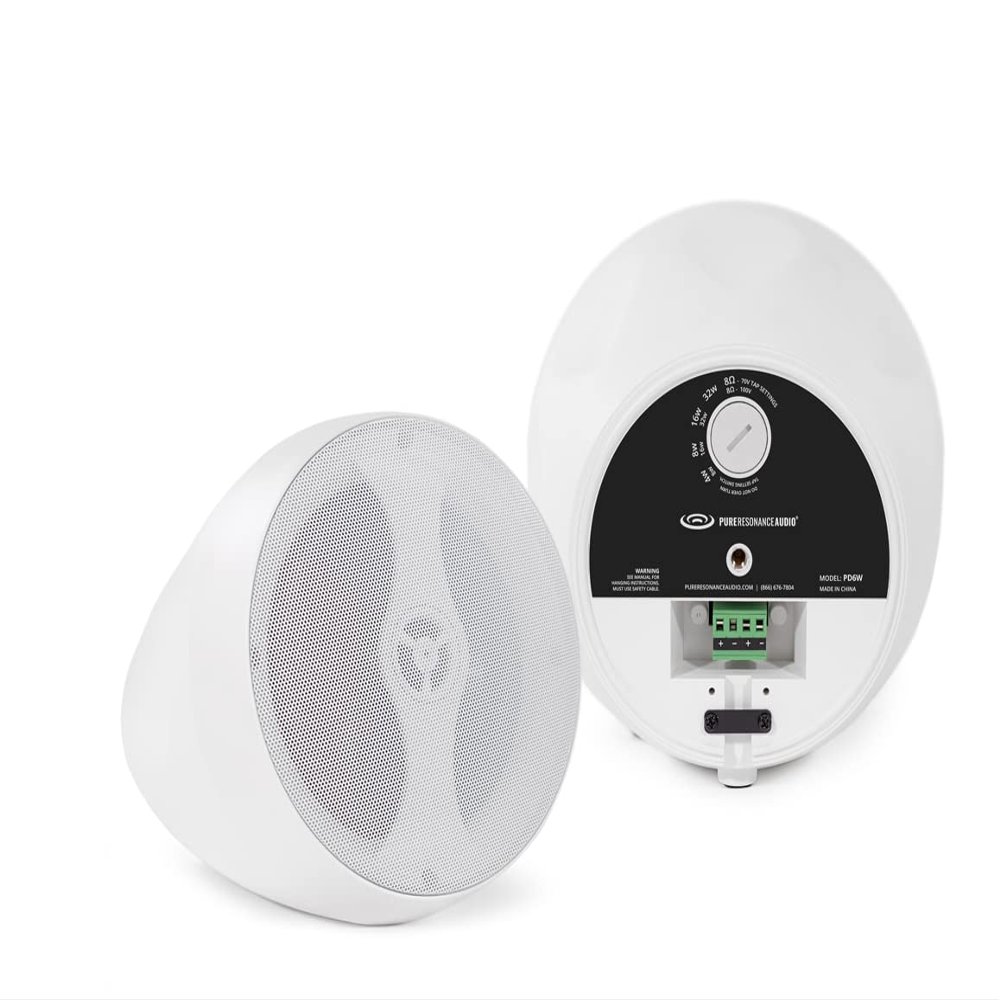 Pure Resonance Audio PD6W 6.5" Weather-Resistant Pendant Speakers (2 Speakers, White)