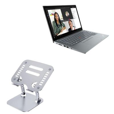 BoxWave Stand and Mount Compatible with Lenovo ThinkPad X13 (20XH) - Executive VersaView Laptop Stand, Ergonomic Adjustable Viewing Angle Metallic Riser - Metallic Silver