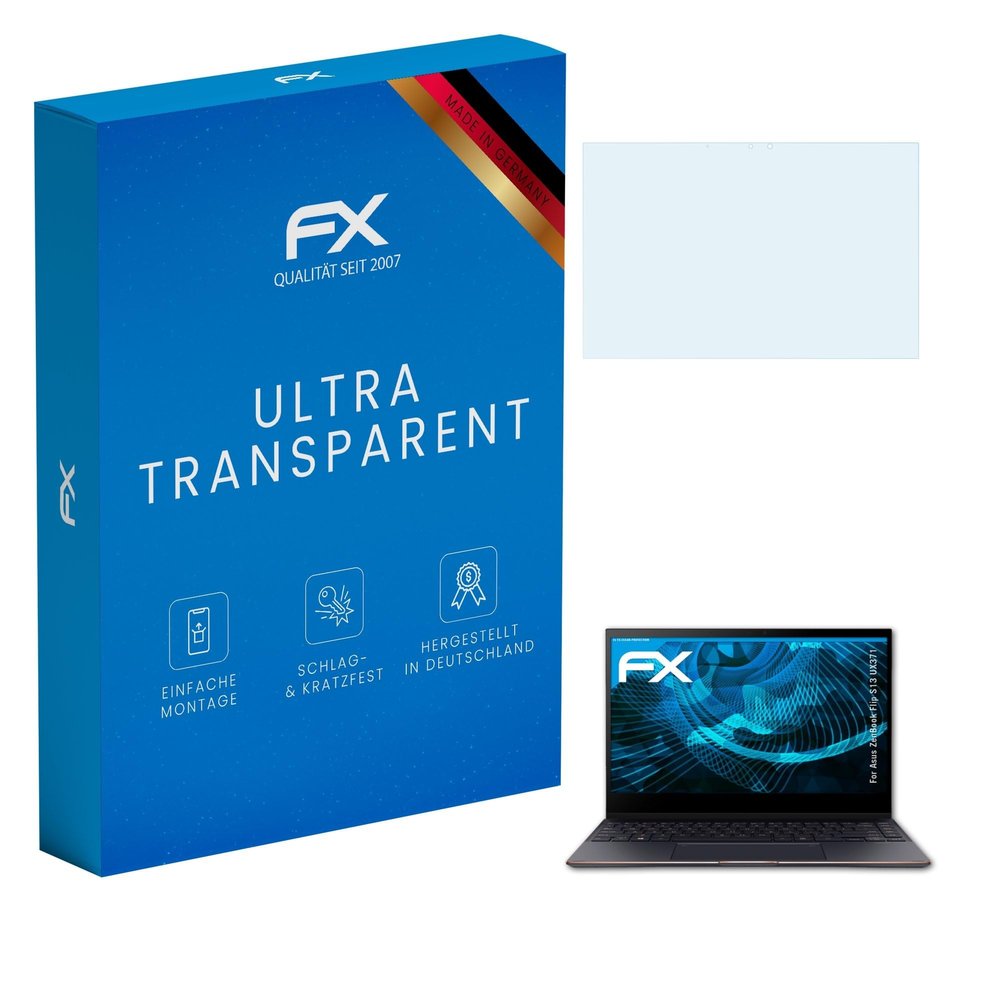 atFoliX Screen Protection Film compatible with Asus ZenBook Flip S13 UX371 Screen Protector, ultra-clear FX Protective Film (2X)