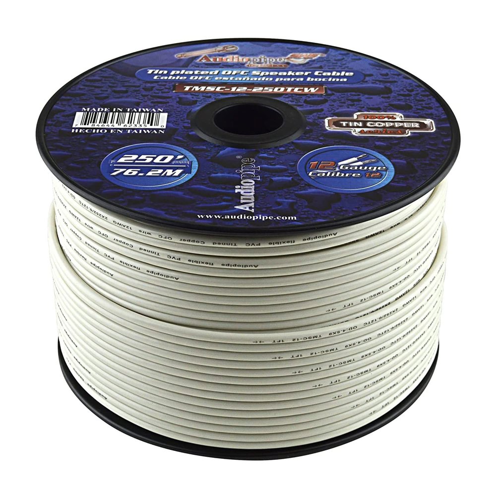 Audiopipe Marine Grade Speaker Cable Tinned OFC Copper Duplex / 2 Conductors (12 AWG 250 Feet)