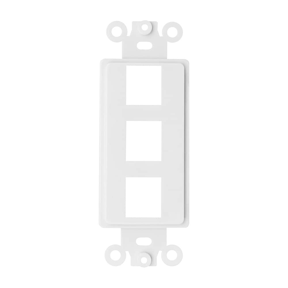 BLKKAP 3 Port, Decora RJ45 Network Keystone Wall Plate Insert, White, 1 Pc(s)