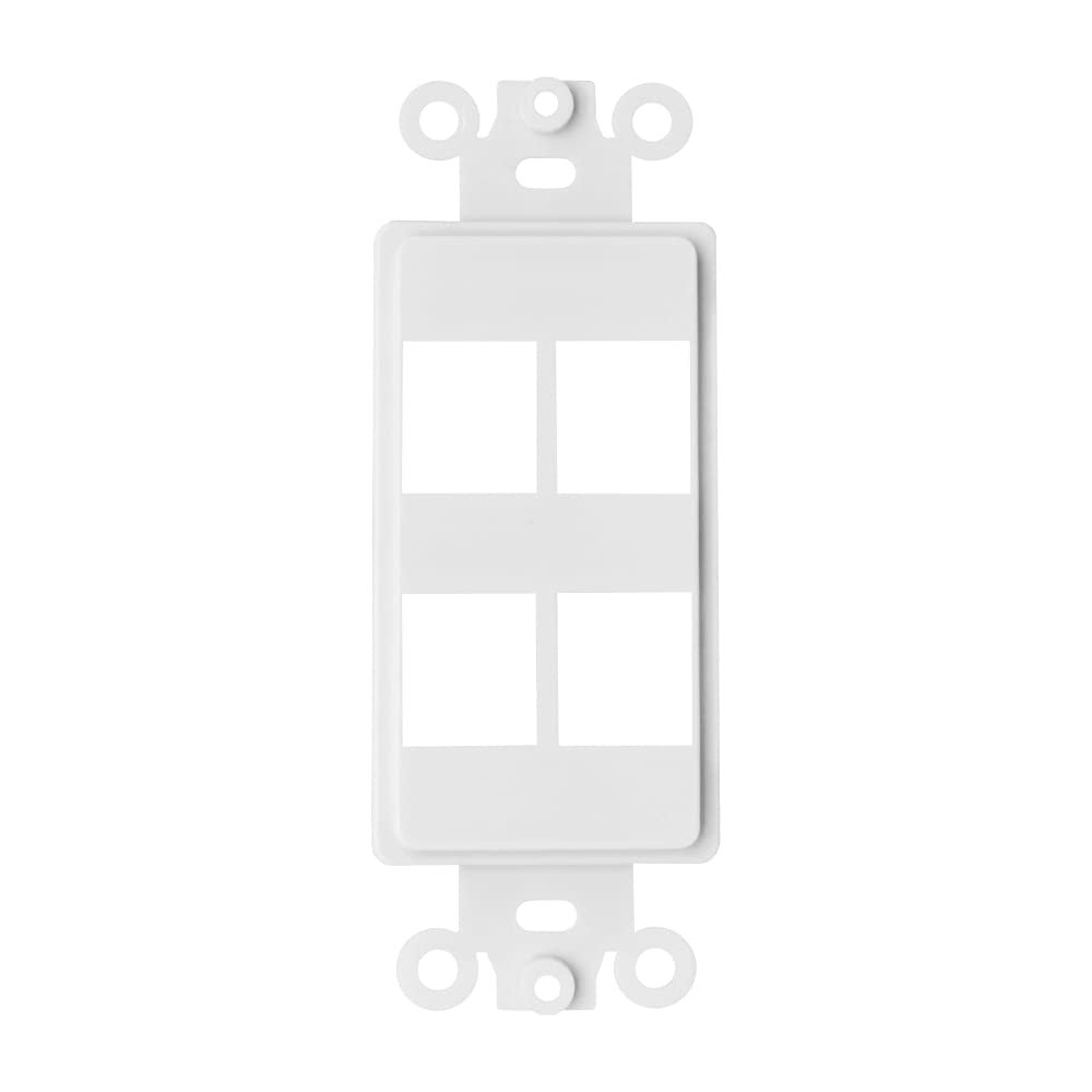 BLKKAP 4 Port, Decora RJ45 Network Keystone Wall Plate Insert, White, 1 Pc(s)