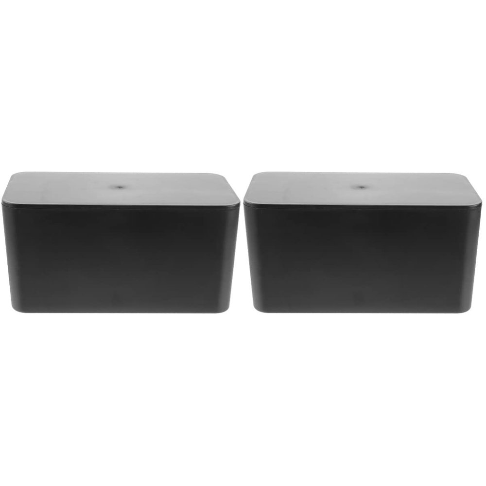 Zerodeko 2pcs Box Plastic Organizer for Desk Black for Hiding Cords Adapters Keeps Your Space Tidy and Safe for Boys and Girls Pets