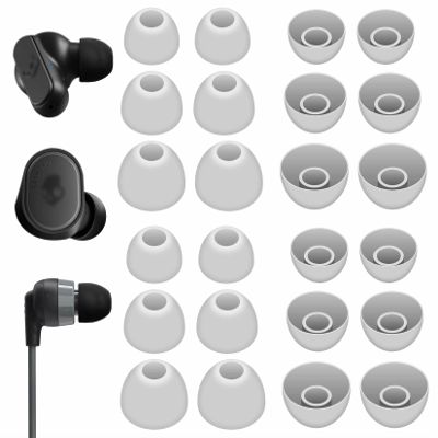 12 Pairs Ear Tips Buds Compatible with Skullcandy in-Ear Earphone, Replacement Flexible Silicone Eartips Earbuds Accessories Compatible with Skullcandy Dime/Sesh Evo/Jib/Ink'd+ - Gray