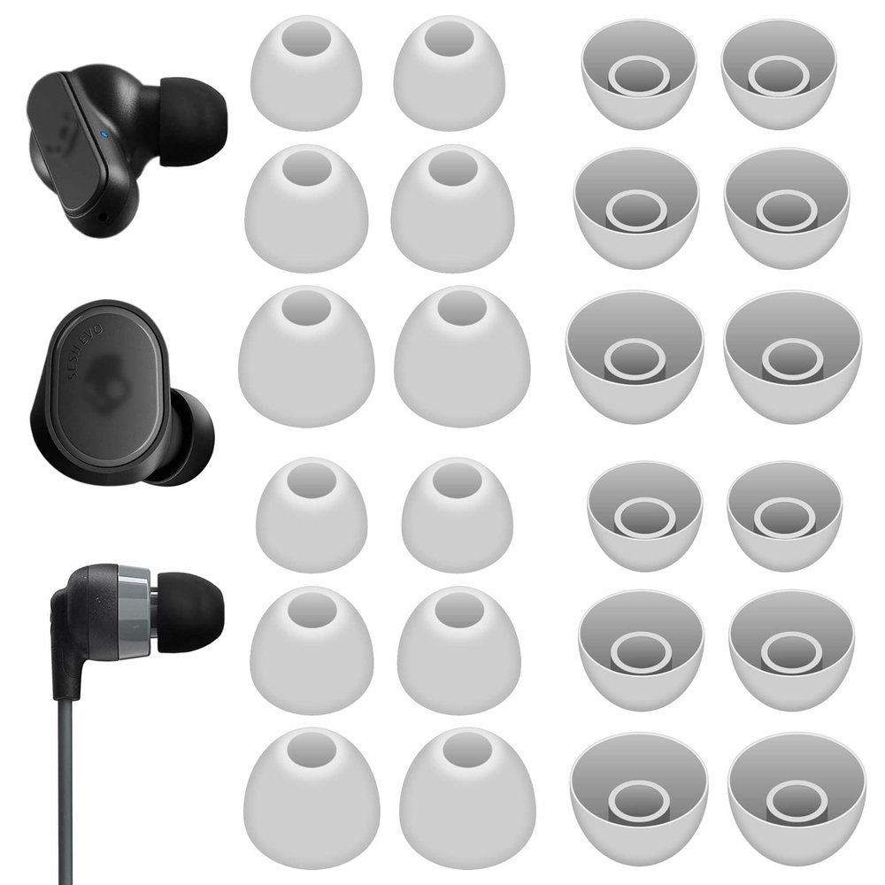 12 Pairs Ear Tips Buds Compatible with Skullcandy in-Ear Earphone, Replacement Flexible Silicone Eartips Earbuds Accessories Compatible with Skullcandy Dime/Sesh Evo/Jib/Ink'd+ - Gray
