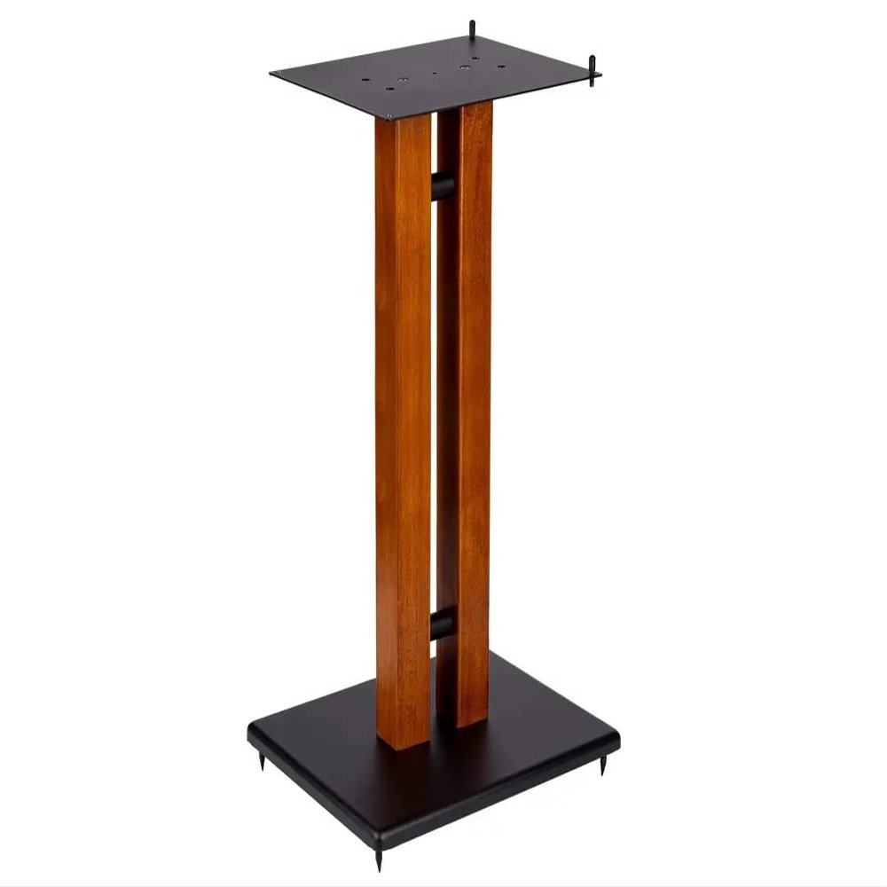 Monolith 28in Cherry Wood Speaker Stand with Adjustable Top Plate, Cherry (Each) Harmon Kardon, Bose, Sony, Polk, KEF, JBL, Klipsch, for Home Theater Speakers in Your Entertainment System