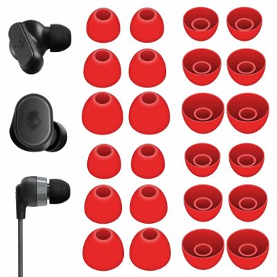 12 Pairs Ear Tips Buds Compatible with Skullcandy in-Ear Earphone, Replacement Flexible Silicone Eartips Earbuds Accessories Compatible with Skullcandy Dime/Sesh Evo/Jib/Ink'd+ - Red