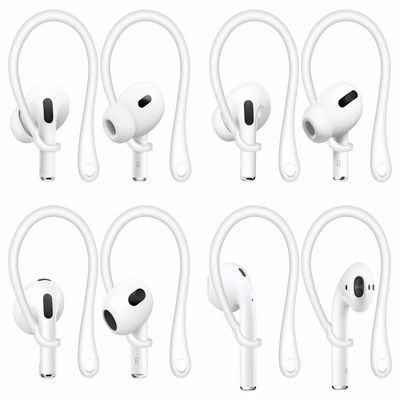 4 Pairs Anti-Slip Compatible with AirPods 4 Ear Hooks, Replacement Ergonomic Design Comfortable Fit Ear Tips Wingtips Sport Holder Accessories Compatible with AirPods Pro 2nd 3 2 1 White 722