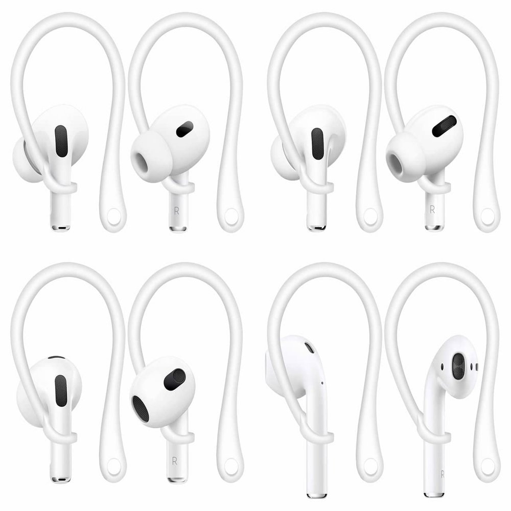 4 Pairs Anti-Slip Compatible with AirPods 4 Ear Hooks, Replacement Ergonomic Design Comfortable Fit Ear Tips Wingtips Sport Holder Accessories Compatible with AirPods Pro 2nd 3 2 1 White 722