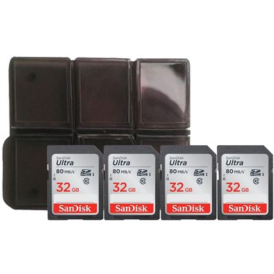 4X 32GB SDHC Ultra 80MB/s + Memory Card Holder