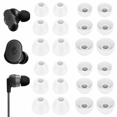 12 Pairs Ear Tips Buds Compatible with Skullcandy in-Ear Earphone, Replacement Flexible Silicone Eartips Earbuds Accessories Compatible with Skullcandy Dime/Sesh Evo/Jib/Ink'd+ - White