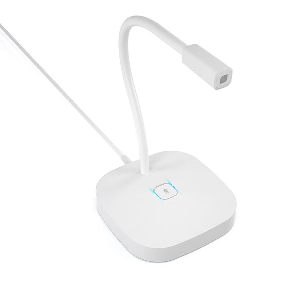 FRAHS USB Computer Microphone, Plug &Play Desktop Omnidirectional Condenser PC Laptop Mic, Mute Button with LED Indicator for Desktop & Laptop (Color : White)