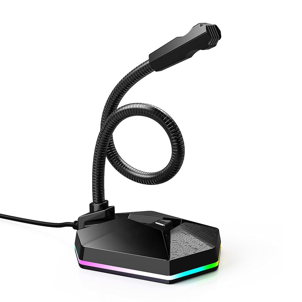 Sxdthy USB Computer Microphone, Goose-Neck Mic Microphone for Computer with RGB Rainbow Light for Online Chatting, Home Studio, Podcasting, Gami