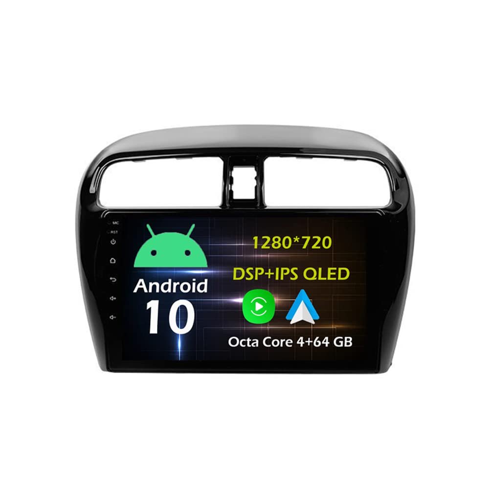 Bestycar 9'' Android Car Stereo Radio for Mitsubishi Mirage 6 2012-2018 Octa Core Android 10.0 Touchscreen Headunit Supports GPS Navigation Carplay Android Auto Bluetooth DSP SWC WiFi AHD Camera-4+64