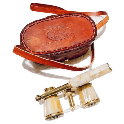Binoculars Brass Mother of Pearls White Seep Opera Glass Binocular Marine Nautical Leather Box BY M/S NAUTICAL PERSONALIZED (With Box)