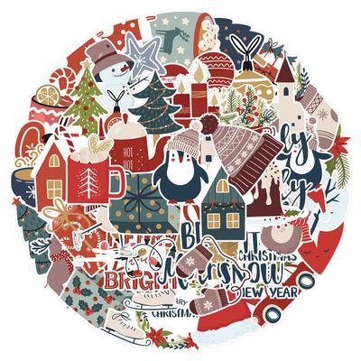 Christmas Stickers 50 Pcs Cute Waterproof Funny Holiday Stickers for Laptop, Skateboard, Suitcase, Cars, Luggage, Water Bottle, Bicycle, Motorcycle - Christmas Theme for Teens, Kids, Girls